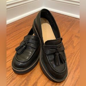 Splendid Shoes Womens Size 7 Black Leather Tassel Loafer Flats Caio Slip On